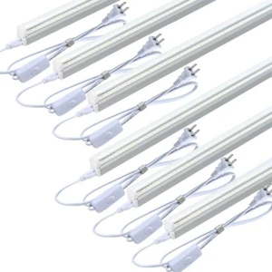 6 Pack LED T5 Integrated Single Fixture 4FT 20W LED Shop Ceiling Lights Clear - Picture 1 of 10