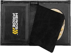 Hero's Pride Deluxe Bi-Fold ID Case with Recessed Badge Cutout, 7 Point Black - Picture 1 of 2