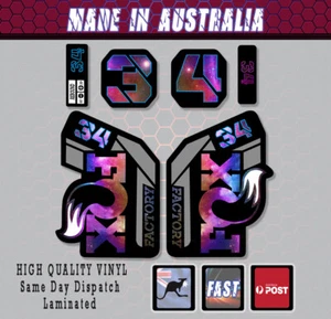 FOX style Factory 34 - 2021 Fork Decals Stickers GALAXY PRINT Laminated - Bild 1 von 1