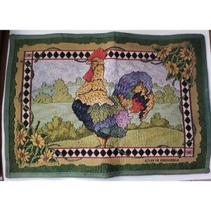 Beth Yarbrough Rooster tapestry kitchen Mat 19" x 27 - Picture 1 of 4