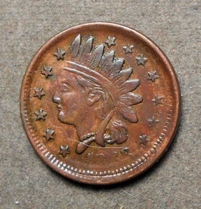Civil War Patriotic 93/362, Not One Cent, R-2, copper, 19mm, brown au - Picture 1 of 2