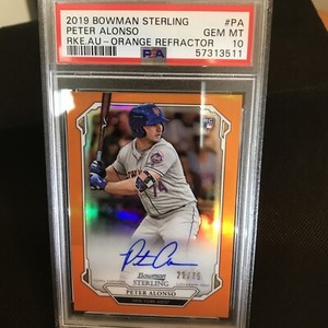 2019 Topps Bowman Sterling Pete Alonso Orange Autograph Auto /75 PSA 10 Mets RC