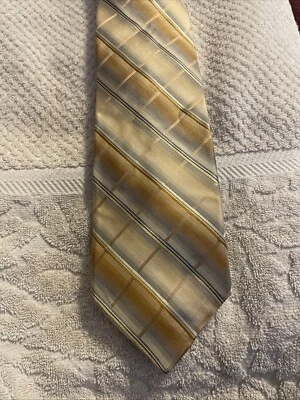 Nubio Gold Tan Ivory Blue Silk Tie 4 X56 - Image 1 of 3