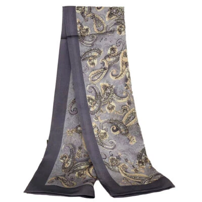 Hombres 100 Bufanda de Seda Doble Capa Pañuelo Largo Estampado Patrón Foto 1 de 4