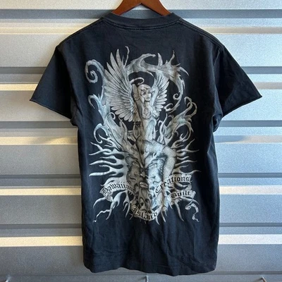 Y2K Hawaiian Island Creations Built Angel Graphic T Shirt Vintage Mens Grunge - Изображение 1 из 4