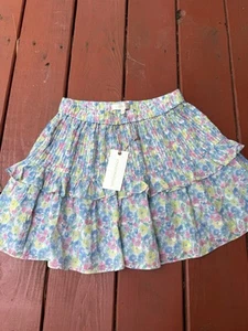 Love Shack Fancy Ignacia Skirt Rainbow Blast Floral Ruffle Mini Skirt in Size XS - Picture 1 of 5