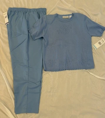 Alfred Dunner Lucaya 2 изделия рубашка и брюки комплект женщин 16P/большой синий эластичный новый с Ярлыками - Изображение 1 из 4