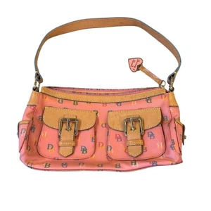 Dooney & Bourke Shoulder Bag Womens Small Pink Multicolor Logo Buckle Pockets - Picture 1 of 18