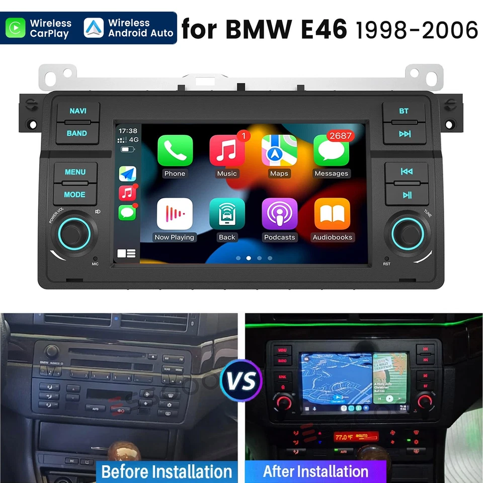 For BMW 3er E46 M3 1998-2006 MG ZT Android 14 Carplay Car Stereo Radio GPS WIFI - Image 1 of 4