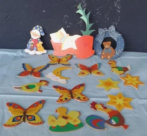 Conv. 16 figuras de madera de sierra de hoja, estrellas, mariposas, pollos, luna, cama, ositos - Imagen 1 de 4
