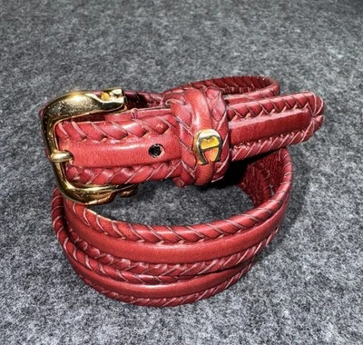 Cinturón concho de cuero Etienne Aigner 28-32 delgado rojo sangre de buey de colección Foto 1 de 4