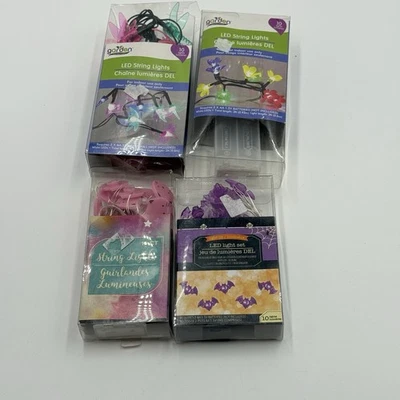 Lote de 4 Juegos de Luces LED Interior Halloween Murciélagos Libélulas Flores Cara de Gatito Foto 1 de 4