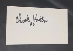 CHUCK HINTON OUTFIELDER INDIANS SENATORS AUTOGRAPHED SIGNED INDEX CARD 3X5 - Picture 1 of 1