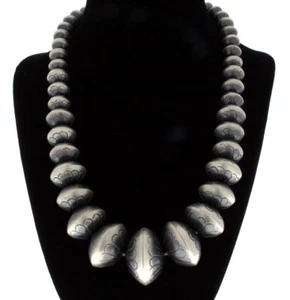 19.5" Handmade Sterling Silver Graduated Bead Necklace By Preston Haley - Picture 1 of 2
