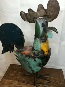 "Escultura de gallo 19"" metal caprichoso arte único interior exterior" - Imagen 1 de 11