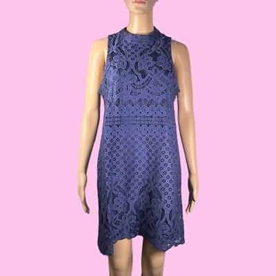 Vestido recto Love Fire cuello alto ojo de cerradura espalda azul real encaje talla grande - "Shae Foto 1 de 4