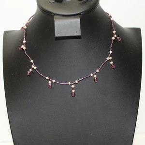 Collar vintage hecho a mano púrpura con cuentas boho elegante delicado - Imagen 1 de 4