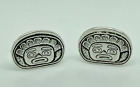 Designer BOMA Vintage Sterling Silver Detailed Tribal Face Cufflinks