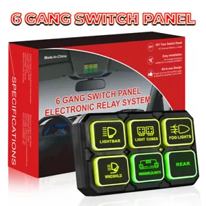 6 Gang Switch Panel Electronic Relay System For LED Work Light Bar Boat Marine - Bild 1 von 12