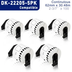 Nicht-OEM passt BROTHER DK-2205 kontinuierliche thermische Etiketten - (5) Rollen à 100' - Bild 1 von 5
