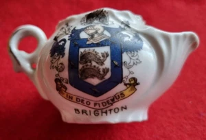 Vintage Crested China Ware - Miniature Shaving Mug 1.5 “ High - Brighton - Picture 1 of 6