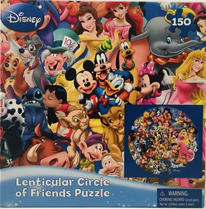Disney Lenticular Puzzle Circle of Friends - 150 Piece 18" Puzzle - NEW - Picture 1 of 2