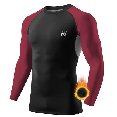 Men Fleece Thermal Shirts Cold Weather Compression Undershirt Workout Sports Top - Image 1 of 4
