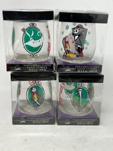 x4 Nightmare Before Christmas Jack/Sally/Zero vaso sin tallo copa de vino 20,5 oz - Imagen 1 de 3