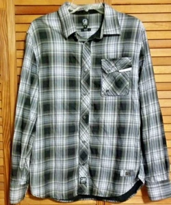 UNIQUE CAVI MEN’S SHIRT LINED LARGE BLACK WHITE PLAID CAVI LOGOS & INSIDE GRAPHI - Picture 1 of 10