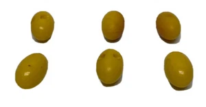 Lot 6 Vintage Plastic Yellow Oval Bead Buttons - Picture 1 of 6