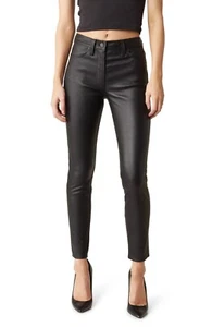 Hudson Women's Barbara High-Rise Super Skinny Ankle Leather Pants Black Size 29 - Picture 1 of 4