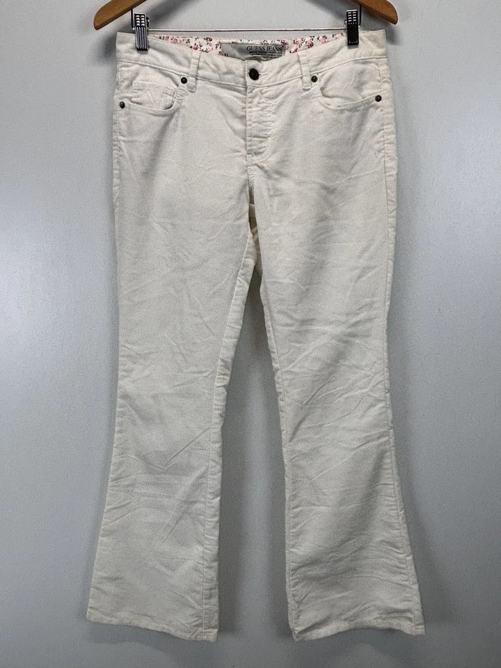 Pantalones acampanados de pana Guess de colección 29 bordados Y2K para mujer marfil Foto 1 de 4