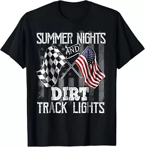 Summer Nights And Dirt Track Lights Sprint Car Racing Gift Unisex T-Shirt - Picture 1 of 4