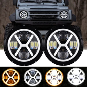2pc For 86-95 Suzuki Samurai Halo Angle Eyes DRL 7inch LED Headlights Hi/Lo Beam - Picture 1 of 12