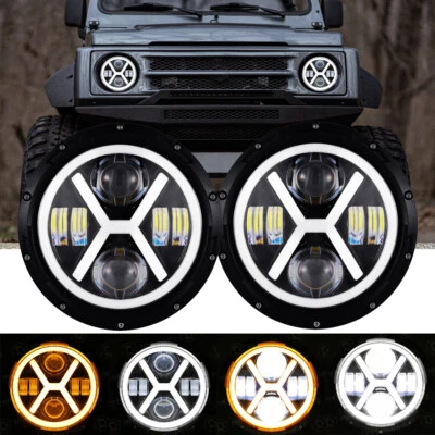 Faros LED de 7 pulgadas para 86-95 Suzuki Samurai Halo ojos angulares DRL 2x Foto 1 de 4