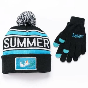 Girls Disney Frozen Striped Hat & Texting Gloves Set - One Size (7-16) - Picture 1 of 2