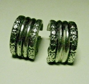 NEU 1980er klassische handgefertigte Zinn Clip auf Creolen Made in Greece - 20 mm - Bild 1 von 9