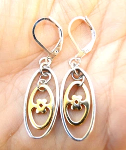 Altered Brighton Geneva zweifarbige Gold Charm Silber Creolen auf Hebelverschluss Ohrringe - Bild 1 von 2