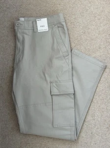 M&S MENS STONE BEIGE TAPERED FIT CARGO TROUSERS Waist 36” Leg 29” Bnwt - Picture 1 of 9