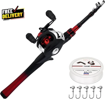 Fishing Rod and Reel Combo Baitcasting Combo Baitcast Reel 5 Foot Durable Fib... - Image 1 of 4