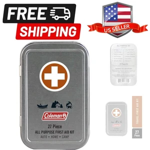 Mini kit de primeros auxilios de 27 piezas - elementos esenciales de emergencia aptos para viajar en lata de metal - Imagen 1 de 12