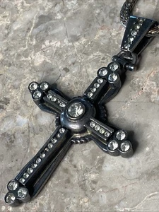 Sterling Silber (925) 3” Schmuck besetztes Kreuz an einer 36” Kette - Bild 1 von 12