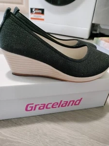 7 cm hohe schwarze Keilschuhe - Bild 1 von 4