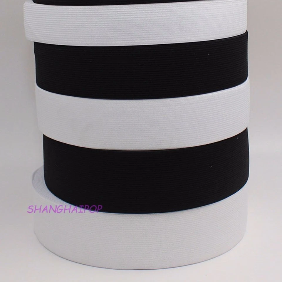 CHINE 10M Plat Bande Élastique Ruban Stretch bande Bordure Artisanat De Couture Noir/