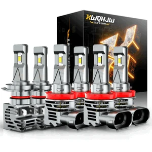 H7+H11+H11 Combo LED Headlight High Low Beam + Fog Light Bulbs Conversion Kit - Picture 1 of 12
