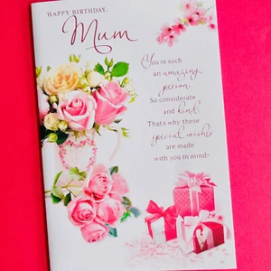 MUM Birthday Card With Long Verse Special Message Nice Words Flowers LARGE 9"x6" - Picture 1 of 12