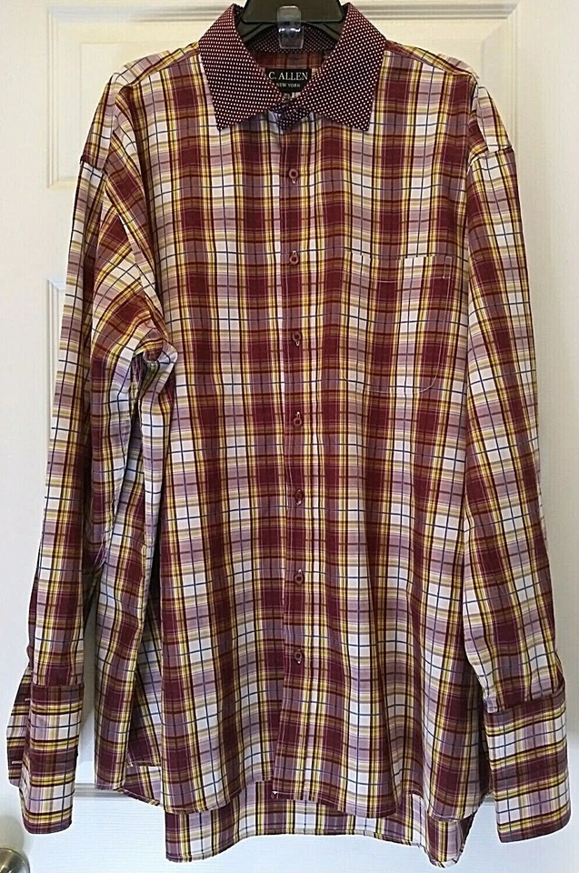 Camisa masculina C. Allen New York 18.5 36/37 punho francês manga longa borgonha botão  - Imagem 1 de 4