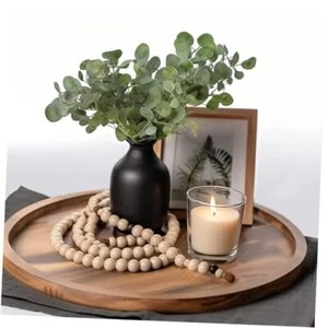 Round Wood Tray Made of Acacia Wood,Decorative Tray for Kitchen Dining Room - Picture 1 of 6