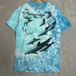 Camisa estampada vintage de los 90 para hombre con corbata de delfín talla grande usada - Imagen 1 de 5