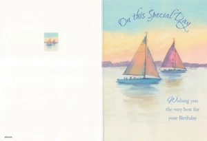 On This Special Day Sailboats Printed Happy Birthday Greeting Card With Envelope - Picture 1 of 2